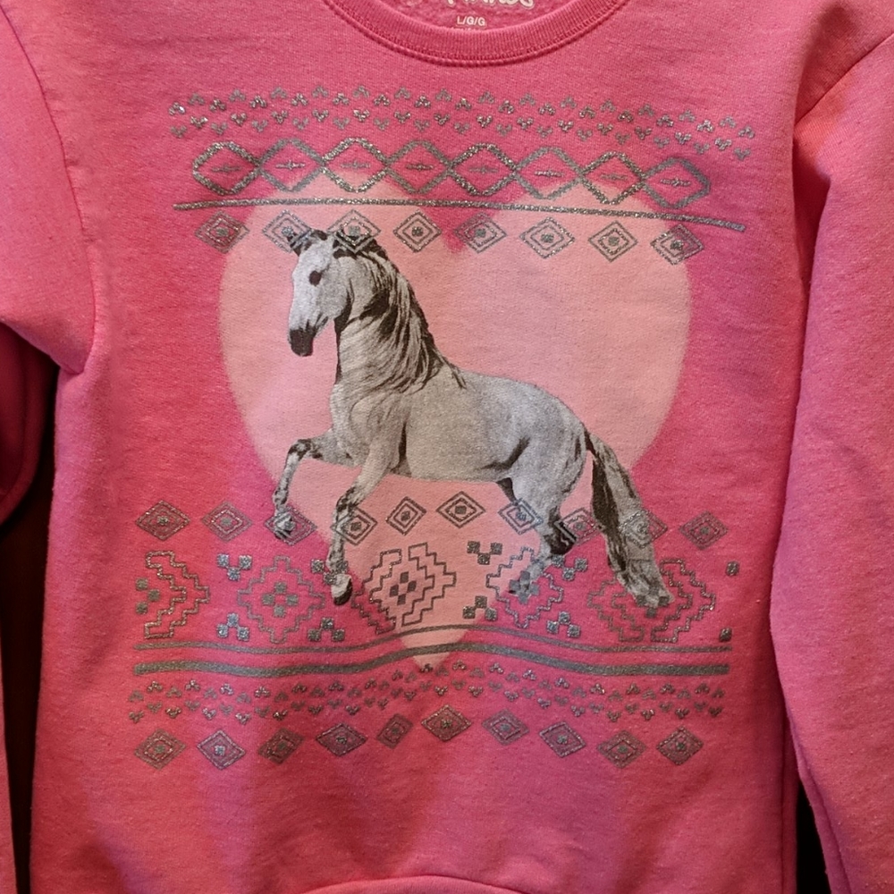 Glitter horse sweatshirt EUC
